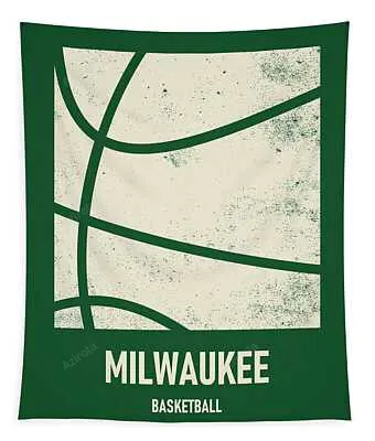 My Milwaukee Bucks City Basketball Art Joe Hamilton Tapestry