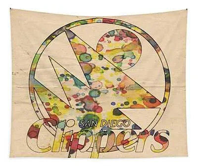 San Diego Clippers Retro Poster Florian Rodarte Tapestry