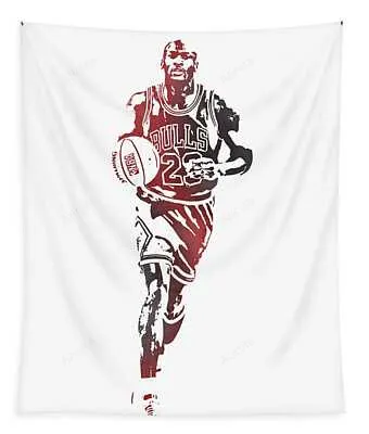 Michael Jordan Chicago Bulls Watercolor Strokes Pixel Art 103 Joe Hamilton Tapestry