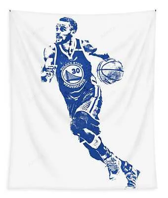 Stephen Curry Golden State Warriors Water Color Pixel Art 3 Joe Hamilton Tapestry