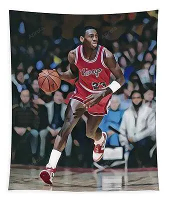 Michael Jordan Chicago Bulls Abstract Art 1 Joe Hamilton Tapestry