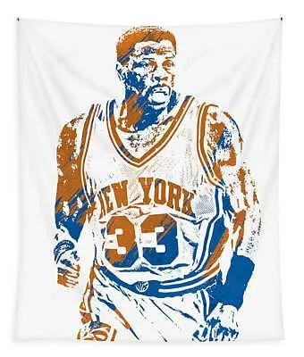 Patrick Ewing New York Knicks Watercolor Strokes Pixel Art 1 Joe Hamilton Tapestry