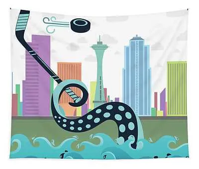 Seattle Hockey With Skyline Joshua Gilbert Tapestry