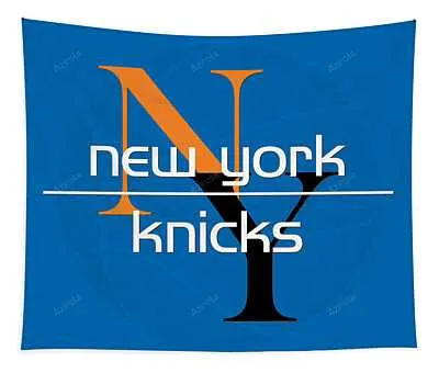 New York Knicks Letter And Team Abstract Art 10 Joe Hamilton Tapestry