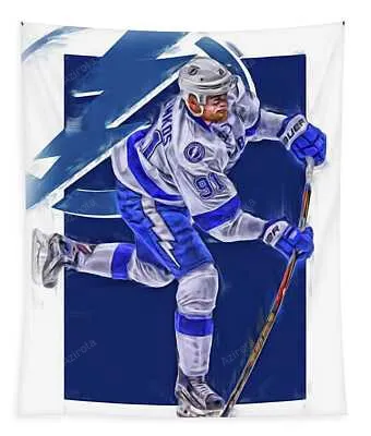 Steven Stamkos Tampa Bay Lightning Oil Art Series 3 Joe Hamilton Tapestry