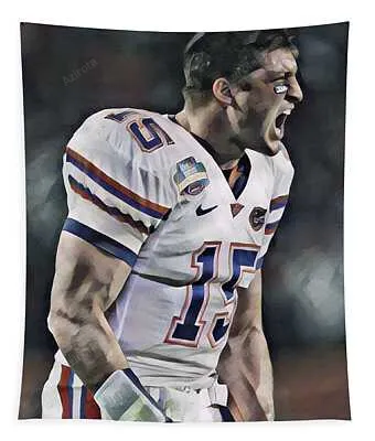 Tim Tebow Florida Gators Abstract Art 1 Joe Hamilton Tapestry