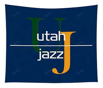 Utah Jazz Letter And Team Abstract Art 10 Joe Hamilton Tapestry