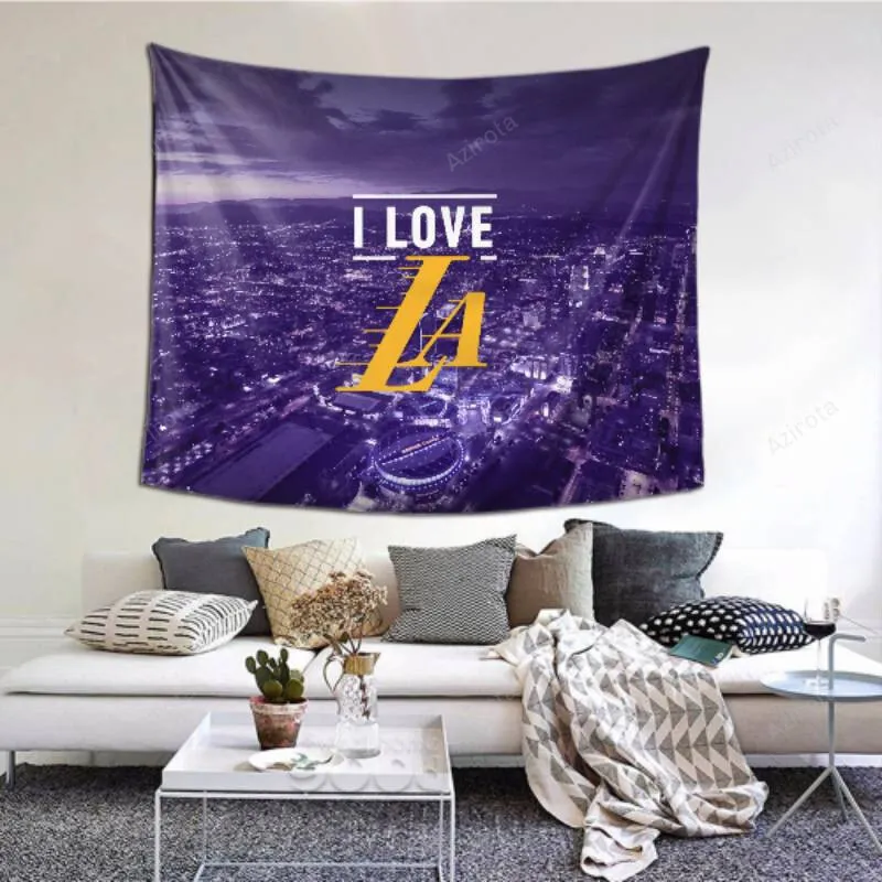 Easy To Hang Los Angeles Lakers tapestry -152942 For Bedroom-Living Room