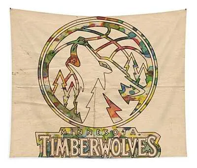 Minnesota Timberwolves Retro Poster Florian Rodarte Tapestry