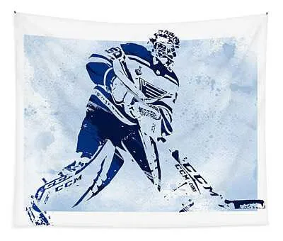 Jordan Binnington St Louis Blues Watercolor Strokes Pixel Art 3 Joe Hamilton Tapestry