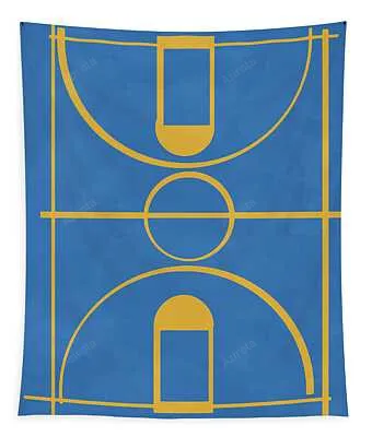 Golden State Warriors Pop Creation Basketball Court Art Joe Hamilton Tapestry
