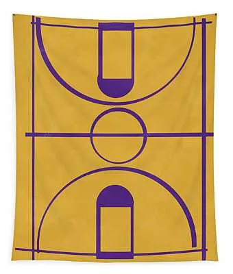 Los Angeles Lakers Pop Creation Basketball Court Art Joe Hamilton Tapestry