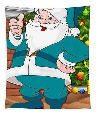 Dolphins Santa Claus Joe Hamilton Tapestry