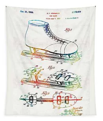 Ice Skate Patent Sharon Cummings Sharon Cummings Tapestry