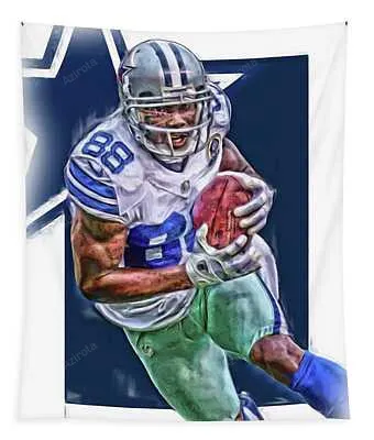 Dez Bryant Dallas Cowboys Oil Art Joe Hamilton Tapestry