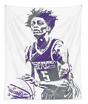 Deaaron Fox Sacramento Kings Watercolor Strokes Pixel Art 2 Joe Hamilton Tapestry