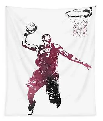 Dwyane Wade Miami Heat Watercolor Strokes Pixel Art 3 Joe Hamilton Tapestry