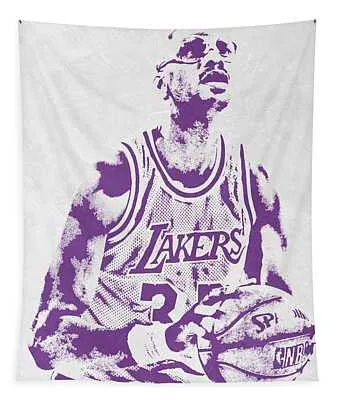 Kareem Abdul Jabbar Los Angeles Lakers Pixel Art Joe Hamilton Tapestry