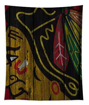 Chicago Blackhawks Wood Fence Joe Hamilton Tapestry
