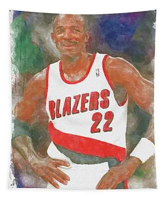 Clyde Drexler Paint Ricky Barnard Tapestry