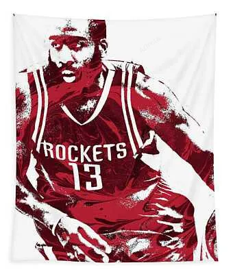 James Harden Houston Rockets Pixel Art 3 Joe Hamilton Tapestry