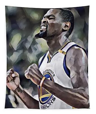 Kevin Durant Golden State Warriors Abstract Art 100 Joe Hamilton Tapestry