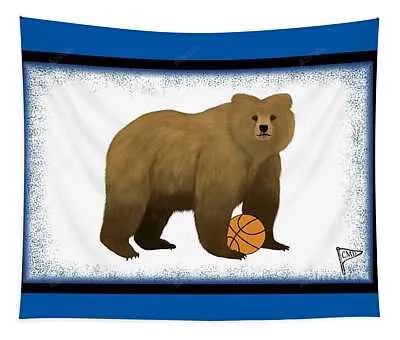 Basket Bear Blue College Mascot Designs Tapestry