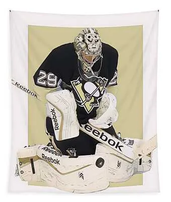 Marc Andre Fleury Pittsburgh Penguins Oil Art Joe Hamilton Tapestry