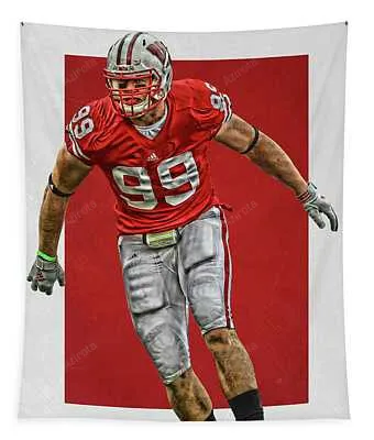 Jj Watt Wisconsin Badgers Art Joe Hamilton Tapestry