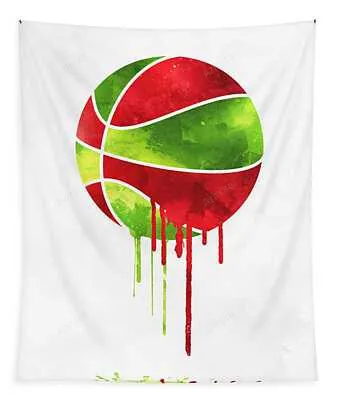 Atlanta Hawks Dripping Water Colors Pixel Art Joe Hamilton Tapestry