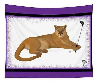 Golf Cougar Purple College Mascot Designs Tapestry