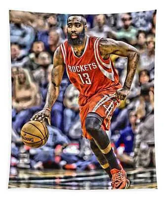 James Harden Houston Rockets Players Art 1 Joe Hamilton Tapestry