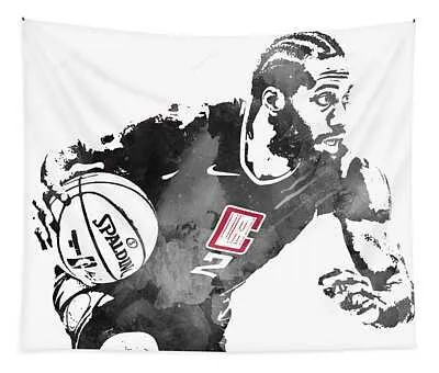 Kawhi Leonard Los Angeles Clippers Watercolor Strokes Pixel Art 4 Joe Hamilton Tapestry