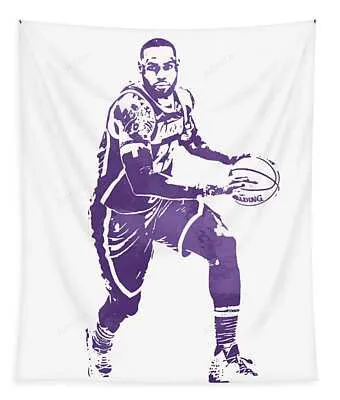 Lebron James Los Angeles Lakers Watercolor Strokes Pixel Art 23 Joe Hamilton Tapestry