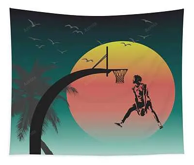Basketball Urban Jungle Joe Hamilton Tapestry