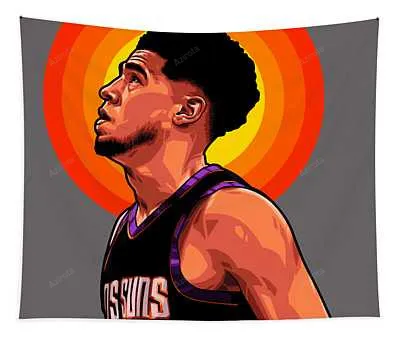 Devin Booker Broken Nose Playoff Basketball Tapestry