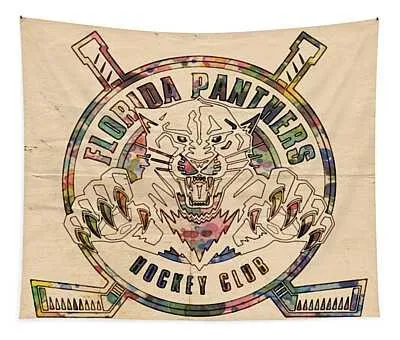 Florida Panthers Vintage Art Florian Rodarte Tapestry
