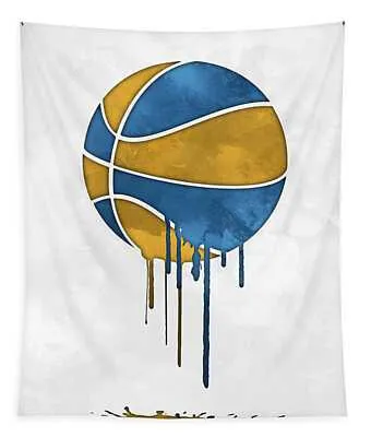 Golden State Warriors Dripping Water Color Pixel Art Joe Hamilton Tapestry