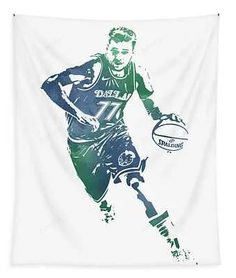 Luka Doncic Dallas Mavericks Watercolor Strokes Pixel Art 7 Joe Hamilton Tapestry