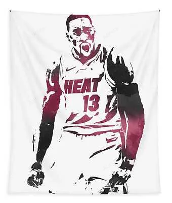 Bam Adebayo Miami Heat Watercolor Strokes Pixel Art 2 Joe Hamilton Tapestry