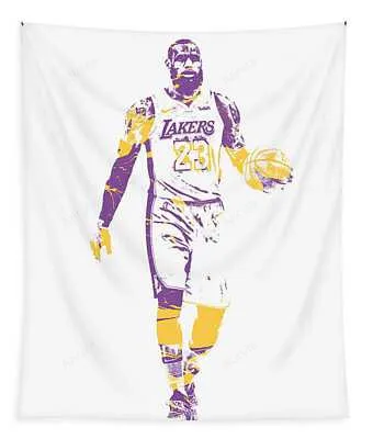 Lebron James Los Angeles Lakers Pixel Art 5 Joe Hamilton Tapestry