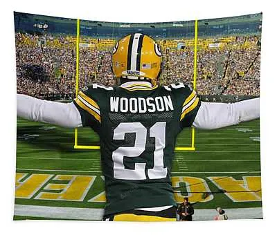 Charles Woodson Green Bay Packers Stadium Art 1 Joe Hamilton Tapestry