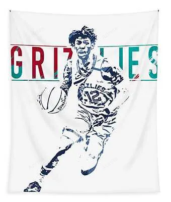 Ja Morant Memphis Grizzlies Watercolor Strokes Pixel Art 11 Joe Hamilton Tapestry