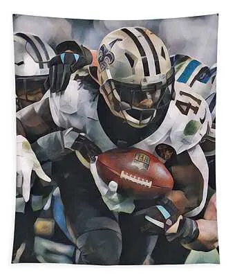 Alvin Kamara New Orleans Saints Abstract Art 4 Joe Hamilton Tapestry