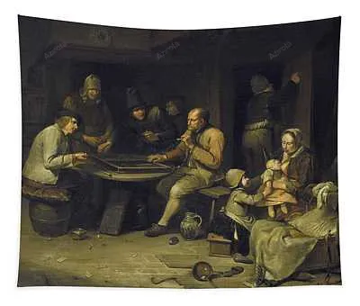 An Inn With Backgammon Players Art Egbert Van Heemskerck I Dutch Tapestry