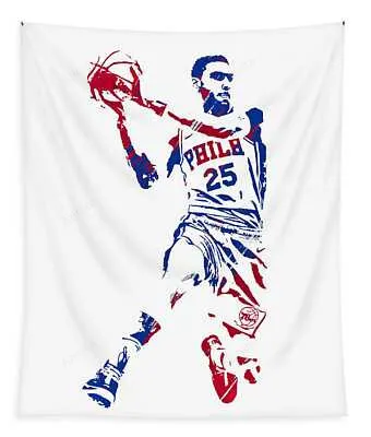 Ben Simmons Philadelphia 76Ers Watercolor Strokes Pixel Art 1 Joe Hamilton Tapestry