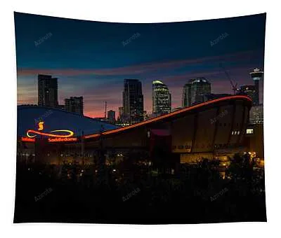 Calgary At Night Bill Cubitt Tapestry