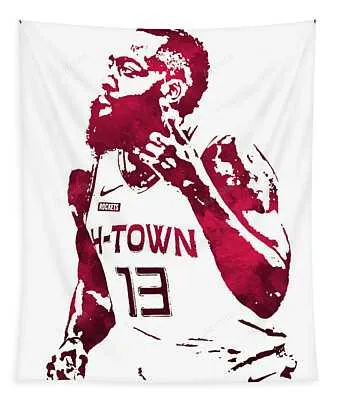 James Harden Houston Rockets Watercolor Strokes Pixel Art 5 Joe Hamilton Tapestry