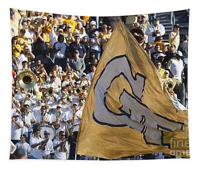 Georgia Tech Yellow Jackets Touchdown Celebration Flag And Band Jason O Watson Tapestry