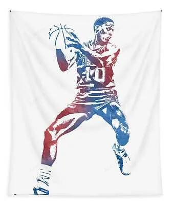 Dennis Rodman Detroit Pistons Watercolor Strokes Pixel Art 1 Joe Hamilton Tapestry
